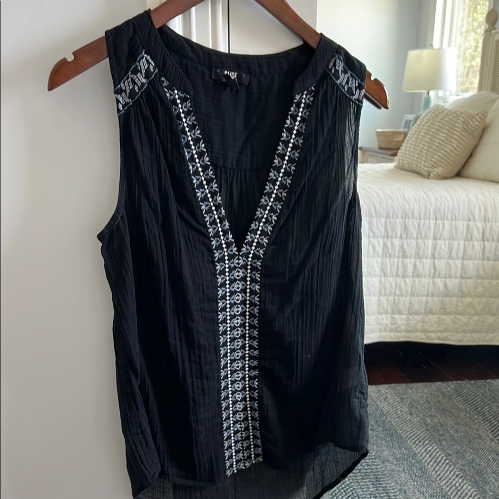 Black Embroidered Sleeveless Top